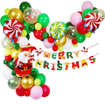 102 шт. Рождественский шар с цепочкой и Гирляндой, Алюминиевая пленка, Подвесной флаг с воздушным шаром