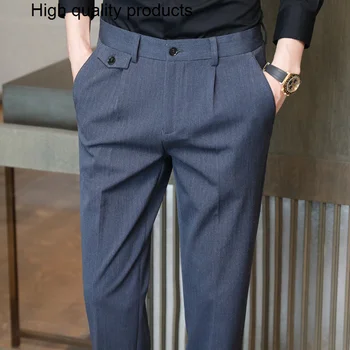 2024, Мужские костюмные брюки, весенне-летние деловые повседневные брюки, Модные высококачественные однотонные тонкие мужские 28-36