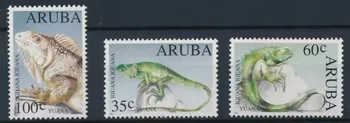 3 ШТ., Почтовая марка Арубы, 1993, Марки с рептилиями, Ящерица, Настоящие оригинальные марки для коллекции, MNH