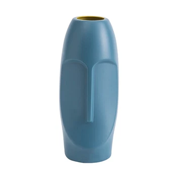 3X Абстрактная ваза в скандинавском минималистичном стиле из полиэтилена с человеческим лицом, Декоративная ваза в форме головы для креативной витрины-синий