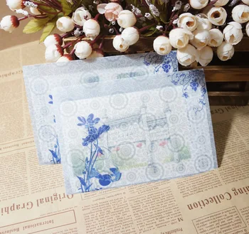 5шт BZNVN полупрозрачный дымчатый конверт из сернокислотной бумаги в китайском стиле blue lotus case