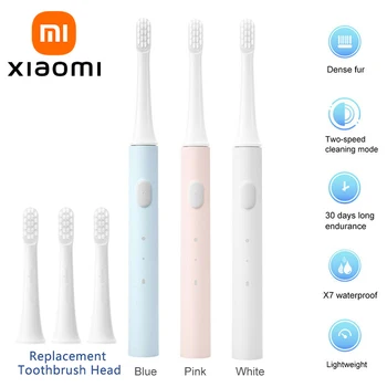 XIAOMI Mijia T100 Звуковая Электрическая Зубная Щетка Mi Smart Tooth Brush Красочная USB Перезаряжаемая IPX7 Водонепроницаемая Для головки Зубных Щеток