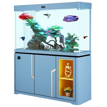 Аквариум для рыб в гостиной С большим экраном, аквариум с нижним фильтром, круглый стеклянный фильтр с нижним фильтром горячего изгиба, Рыбный шар