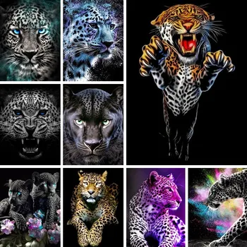 Алмазная живопись 5D Дикое животное Леопард Гепард Черная пантера Ягуары Снежный леопард Мозаичная вышивка Украшение дома