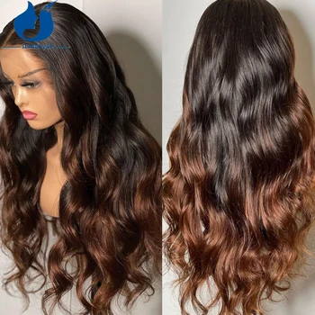 Аметист 13х4 Шоколадно-коричневый Омбре, двухцветные парики из человеческих волос на кружеве спереди, женская волна, Бразильский парик с кружевной застежкой Remy