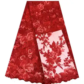Африканская Сетчатая Кружевная ткань Цветочные Листья Тюль Вышивка Ремесло Дизайн для Шитья Вечернее Свадебное Платье Юбка 5 Ярдов Оптом