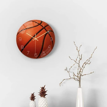Баскетбольные акриловые бесшумные настенные часы Спальня Гостиная Будильник День рождения Рождественские подарки Подарок для декора комнаты