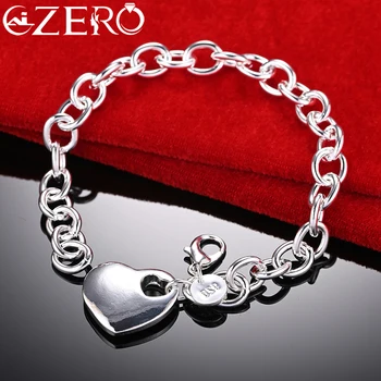 Браслет-цепочка с подвеской в виде сердца из стерлингового серебра 925 пробы ALIZERO для женщин, модные украшения для помолвки, свадебный подарок