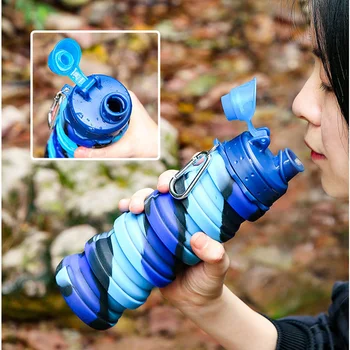 Велосипедная складная чашка, складная телескопическая силиконовая бутылка для воды, портативные походные чашки, пищевая силиконовая велосипедная чашка для воды