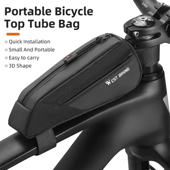Велосипедная сумка объемом 0,5 л, сумка с передней трубкой на раме велосипеда, компактный размер, гладкая молния, портативная велосипедная сумка, аксессуары для шоссейных велосипедов