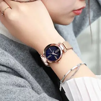 Женские часы UTHAI V11 Класса люкс, наступает время Звездного неба, сияет Миланский Магнитный Поглощающий железо камень, женские модные кварцевые часы