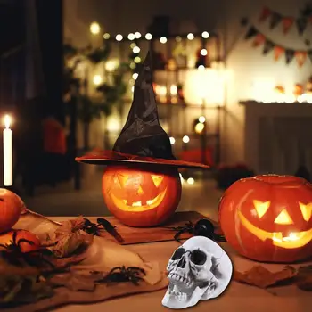 Забавный череп на Хэллоуин Реалистичная модель человеческого черепа в натуральную величину для декора Хэллоуина На открытом воздухе Кладбищенская модель скелета головы кости