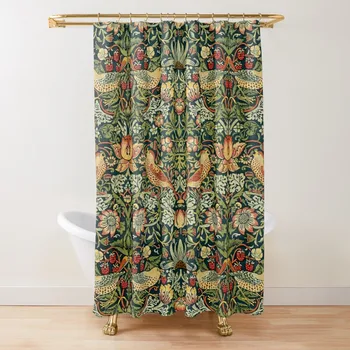 Занавеска для душа William Morris, набор зеленых занавеск для ванной комнаты, декоративная занавеска для ванны из плотной ткани, моющаяся занавеска