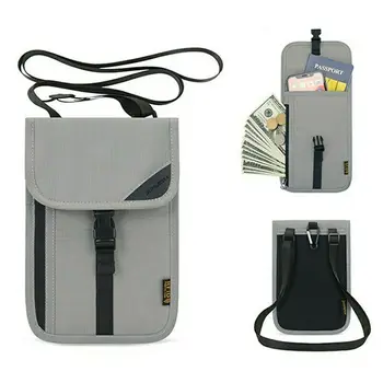 Защитный чехол для паспорта на шее, сумка-кошелек с блокировкой для путешествий, переносной держатель для карт, женский кошелек