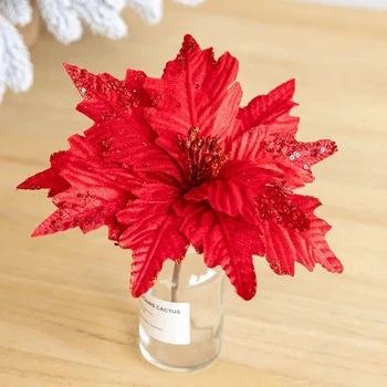 Клубника 1ШТ 25 см Блестящий искусственный цветок Рождественские украшения для дома Веселое Украшение для Рождественской елки Navidad 2023 Xmas