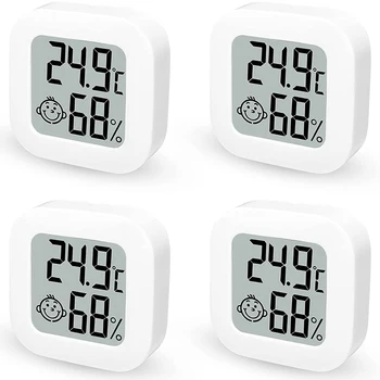 Комплект из 4 цифровых гигрометров, комнатный термометр, мини-измеритель влажности с контролем температуры и влажности