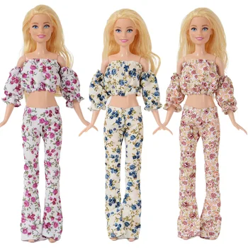 Комплект одежды с цветочным рисунком/ верхняя рубашка + длинные брюки/ 30 см кукольная одежда летняя одежда для 1/6 Xinyi FR ST PP BJD Кукла Барби