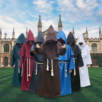 Костюм Средневекового монаха для вечеринки в честь Хэллоуина, Косплей-костюм Волшебника-священника, Маскарадный костюм Смерти, халат, реквизит