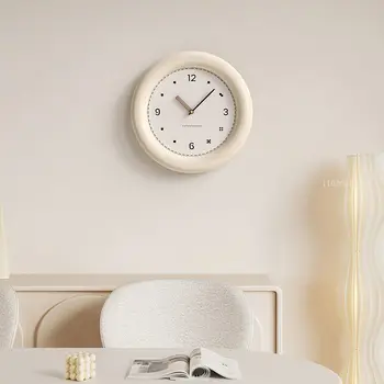 Круглые настенные часы в кремовом стиле Минималистичный дизайн Настенные часы для гостиной ресторана Односторонние настенные часы