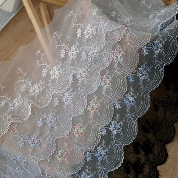 Кружевная лента цвета Лолита 2 ярда Швейные Принадлежности 3D Цветочная вышивка Бахрома для платья Украшения для дома Поделки своими руками