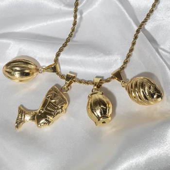 Кулон Ожерелье для женщин Мужчин Дубай Африканский модный ювелирный набор в стиле хип-хоп С позолотой Небольшого размера Аксессуар для вечеринки, Юбилея
