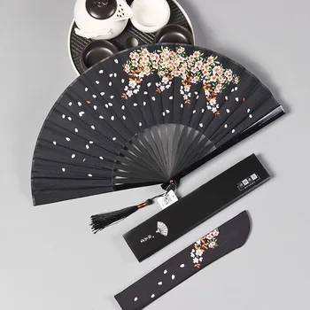 Маленький портативный складной веер с кисточкой, женский веер в японском этническом стиле, летний ручной веер для домашнего использования, бамбуковый веер, предмет коллекционирования