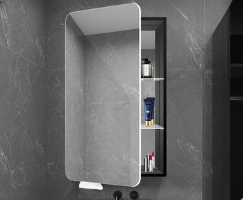 Малогабаритный зеркальный шкаф для ванной комнаты, настенный верхний настенный умывальник для ванной комнаты, алюминиевое хранилище для хранения.