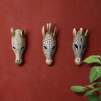 Маска животных в примитивном африканском стиле, Настенное украшение для бара, ресторана, Креативное Настенное произведение Искусства, Модное ремесло из смолы