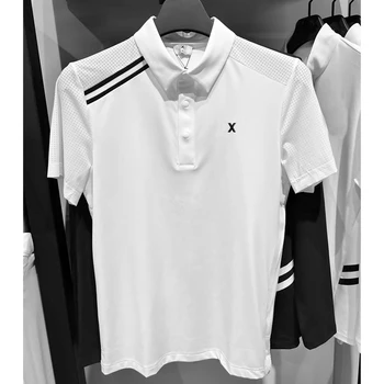 Мужская летняя футболка для гольфа с короткими рукавами, спортивная быстросохнущая дышащая тонкая модная рубашка поло, износостойкий высококачественный трикотаж