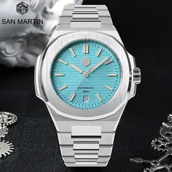 Мужские автоматические часы San Martin от ведущих брендов класса люкс Водонепроницаемые 200-метровое сапфировое стекло PT5000 Механические часы для дайверов BGW-9 Светящиеся