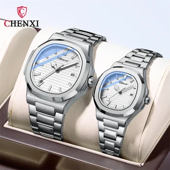 Мужские женские часы CHENXI, лучший бренд, роскошные водонепроницаемые мужские женские часы, Оригинальные кварцевые наручные часы для влюбленной девушки из нержавеющей стали 8222
