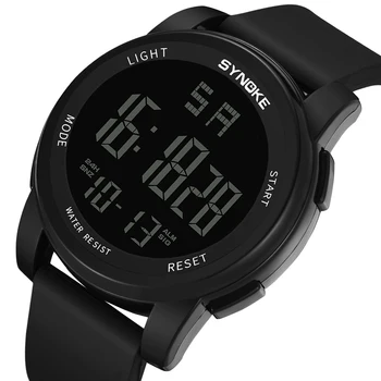 Мужские часы с черным циферблатом, 50-метровые водонепроницаемые военные часы, мужские цифровые спортивные наручные часы, светящиеся