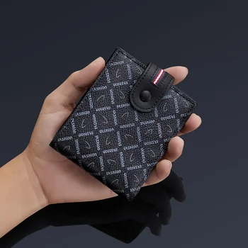 Мужской кожаный короткий кошелек с персонализированной печатью, держатель для карт, многофункциональный модный Кошелек, Мини-сумка