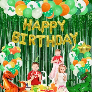 Набор воздушных шаров на тему сафари в джунглях, Динозавр, лес, Рев Динозавра, 1-й Счастливый День рождения, украшения для вечеринки, Детский мультяшный воздушный шар, Детский душ