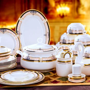 Набор посуды 28 головок 56 золотой керамический набор посуды из европейской сосны Цзиндэчжэнь