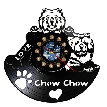Настенные часы с виниловой пластинкой для собак, Силуэт породы собак, тень, настенные часы из виниловой пластинки для подарка любителю домашних животных