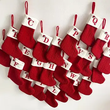 Новогодние Рождественские носки Красные снежинки с английскими буквами Рождественские Вязаные носки Украшение Рождественской елки для дома Рождественские подарки