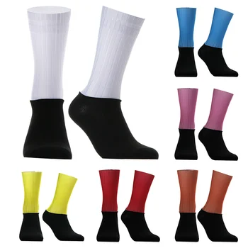 Носки Pro New Team Aero Colorblock, нескользящие силиконовые велосипедные носки, мужские велосипедные спортивные носки для бега, кальцетины