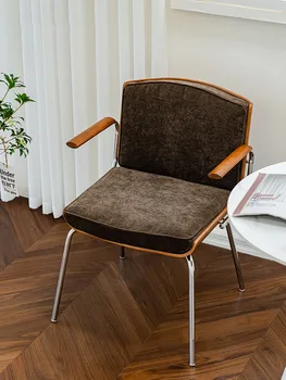 Обеденные стулья в скандинавском стиле, Роскошные кухонные стулья для гостиной из массива дерева, Современный табурет для макияжа в спальне, Кресла из металлической мебели в стиле ретро