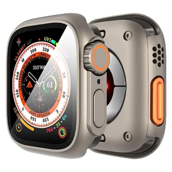 Обновление 1: 1 До Ultra 49 мм Чехол для Apple Watch 44 мм 45 мм 41 мм 40 мм Защитная крышка для ПК + стекло iwatch series 8 7 6 5 SE 4