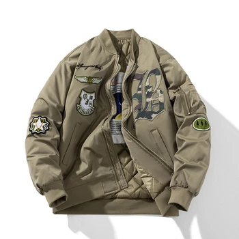 Осенне-зимняя куртка-пилот для мужчин и женщин, винтажная куртка-бомбер со звездой, мужская модная ветровка в стиле хип-хоп, уличная одежда
