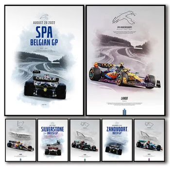 Поп Акварельный плакат гоночной трассы Formula one Grand Prix, эстетичный плакат о гонщиках Формулы-1, автоспорте, холсте, настенном искусстве, декоре комнаты