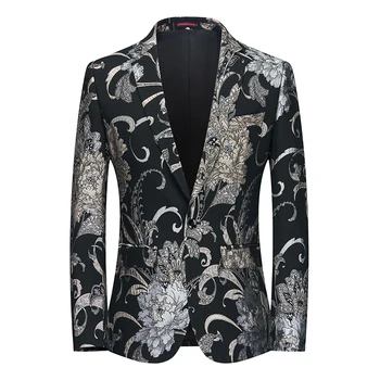 Роскошный жаккардовый пиджак, мужская мода, Сценическое представление, Банкетный деловой Блейзер, Мужское Свадебное пальто для жениха 6XL