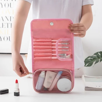 Складная сумка для хранения косметики для женщин макияж кисти сумка для путешествий сумка для макияжа инструменты подвижного органайзер сумка водонепроницаемая ПВХ косметичка