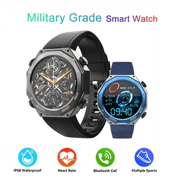 Смарт-часы военного класса, прочный фитнес-трекер для занятий спортом на открытом воздухе, водонепроницаемые смарт-часы с Bluetooth-вызовом, 5ATM, мужские M1