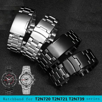 Стальной браслет для мужских часов TIMEX T2N720 T2N721 TW2R55500 T2N721 ремешок для часов 24*16 мм серебристо-черный ремешок для часов из нержавеющей стали