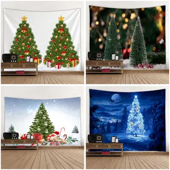 украшение спальни гостиной, настенный арт-коврик для пикника, рождественские праздники, гобелен, Рождественская елка, счастливого Рождества