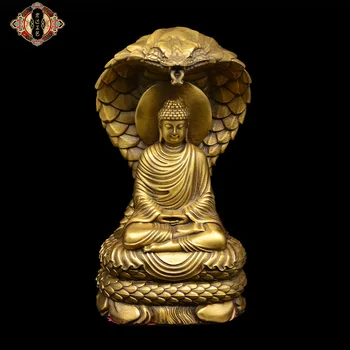 Хонда Латунная Статуя Будды Змеиный Будда Будда Вайрочана Медитация Статуя Будды Медная посуда Украшения Шакьямуни