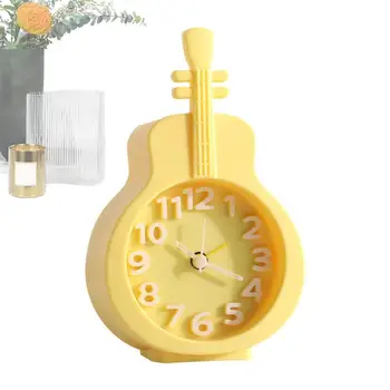 Часы-будильник для детей, милые бесшумные часы с циферблатом в форме скрипки, аналоговые часы с четкими цифрами, не тикающие часы с циферблатом для детского сада