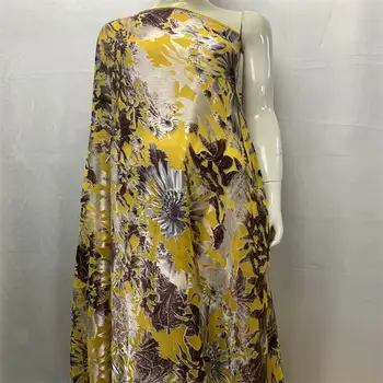 Элегантные шелковые платья из выгоревшего шелка, Нигерийская африканская тюлевая ткань для пошива женской одежды, 5 + 2 ярда / комплект.L7312